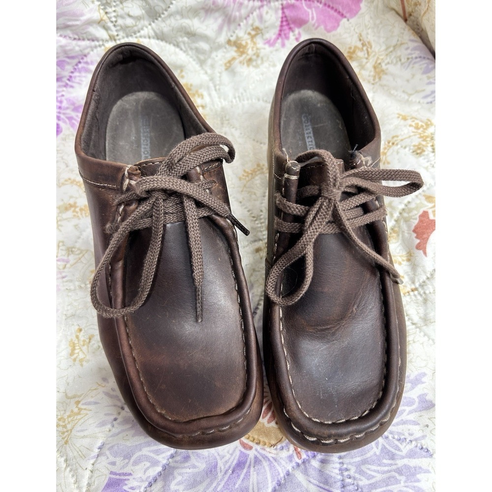 Clarks Wallabee Brown Leather Lace-Up Round Toe Cushioned Oxford 7.5M